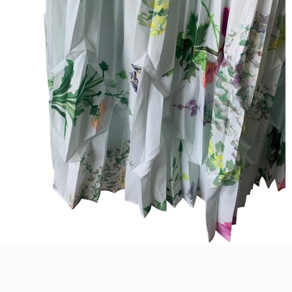 TED BAKER 💚 Floral Pleated Sleeveless Dress US s 6 - Picture 5 of 13